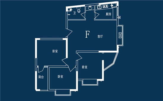 億家運河上郡三室一廳一衛(wèi)2#F戶型