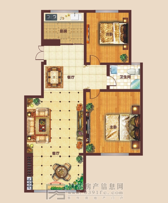 星凱國(guó)際城 兩室兩廳一衛(wèi) 約93㎡